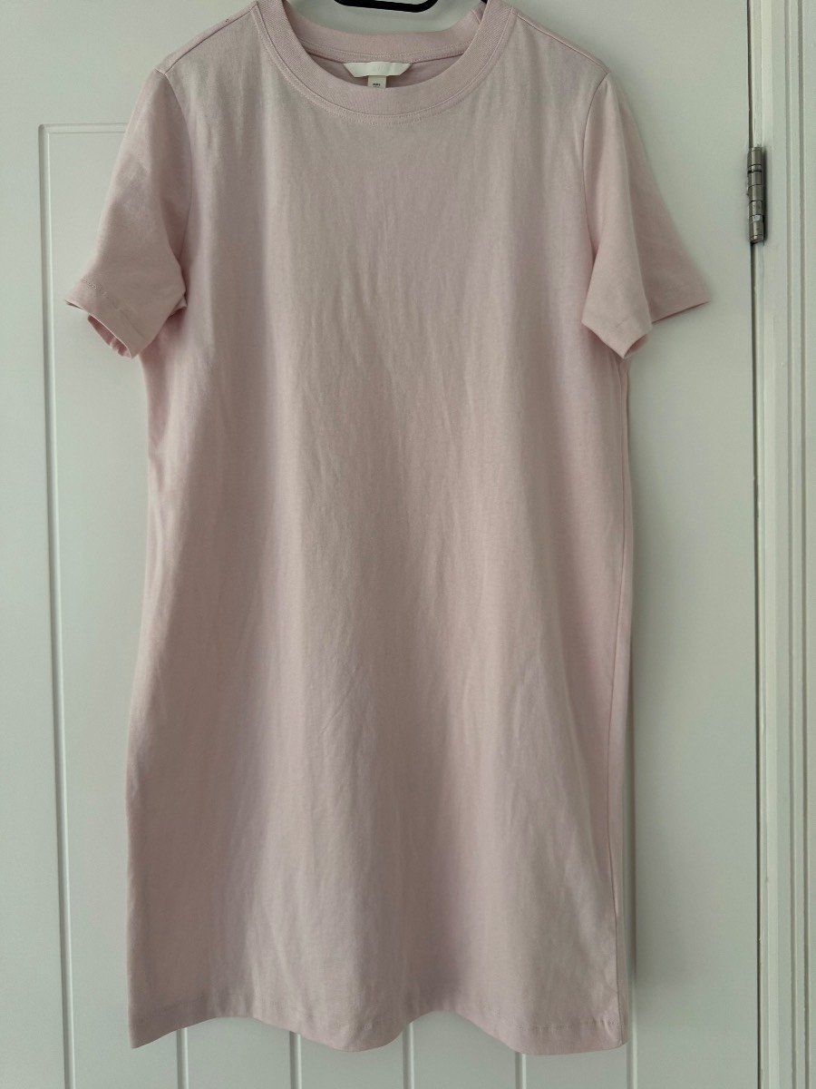 H&M Light Pink Cotton T-Shirt Dress - Loose/Relaxed Fit - Size S/8-10 - See Description