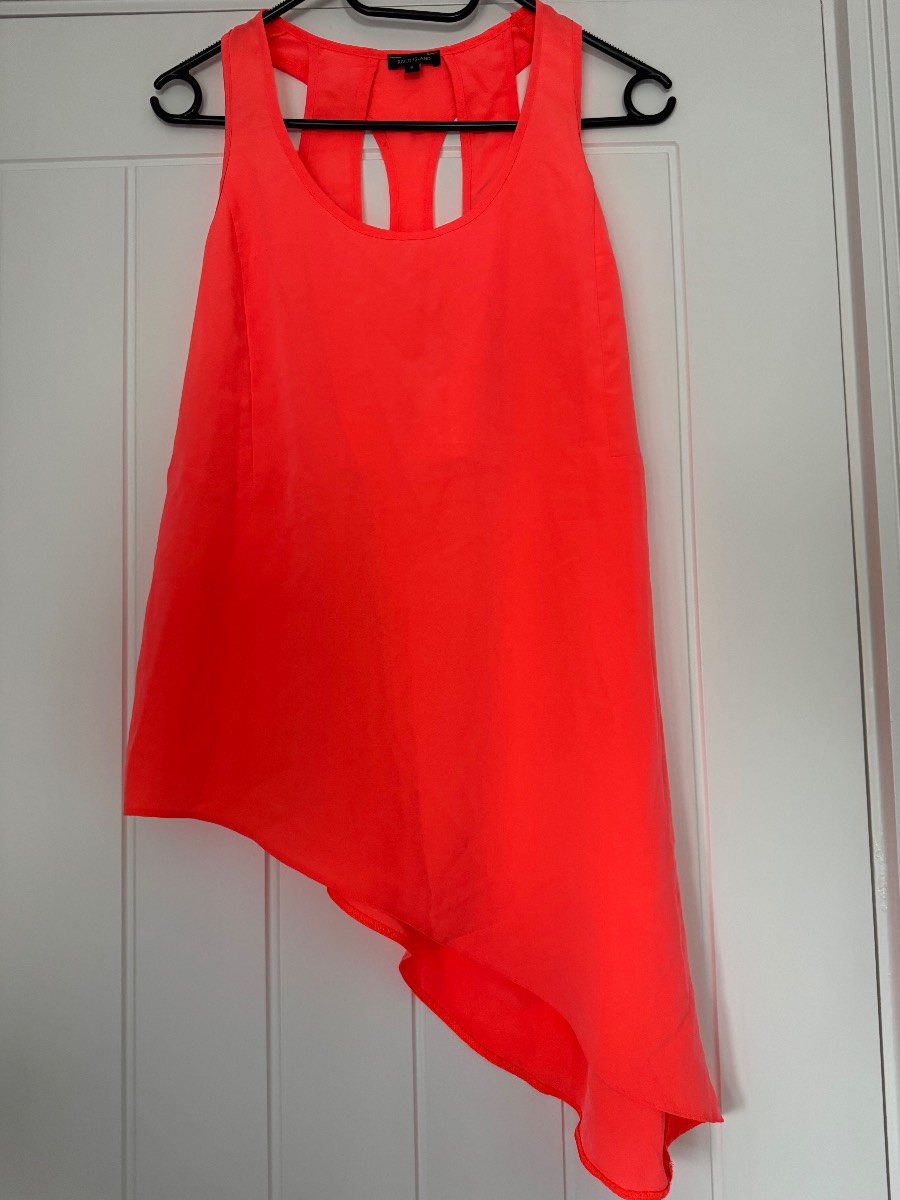 River Island Coral Racerback Sleeveless Top- Size UK 8 – Summer Casual Blouse