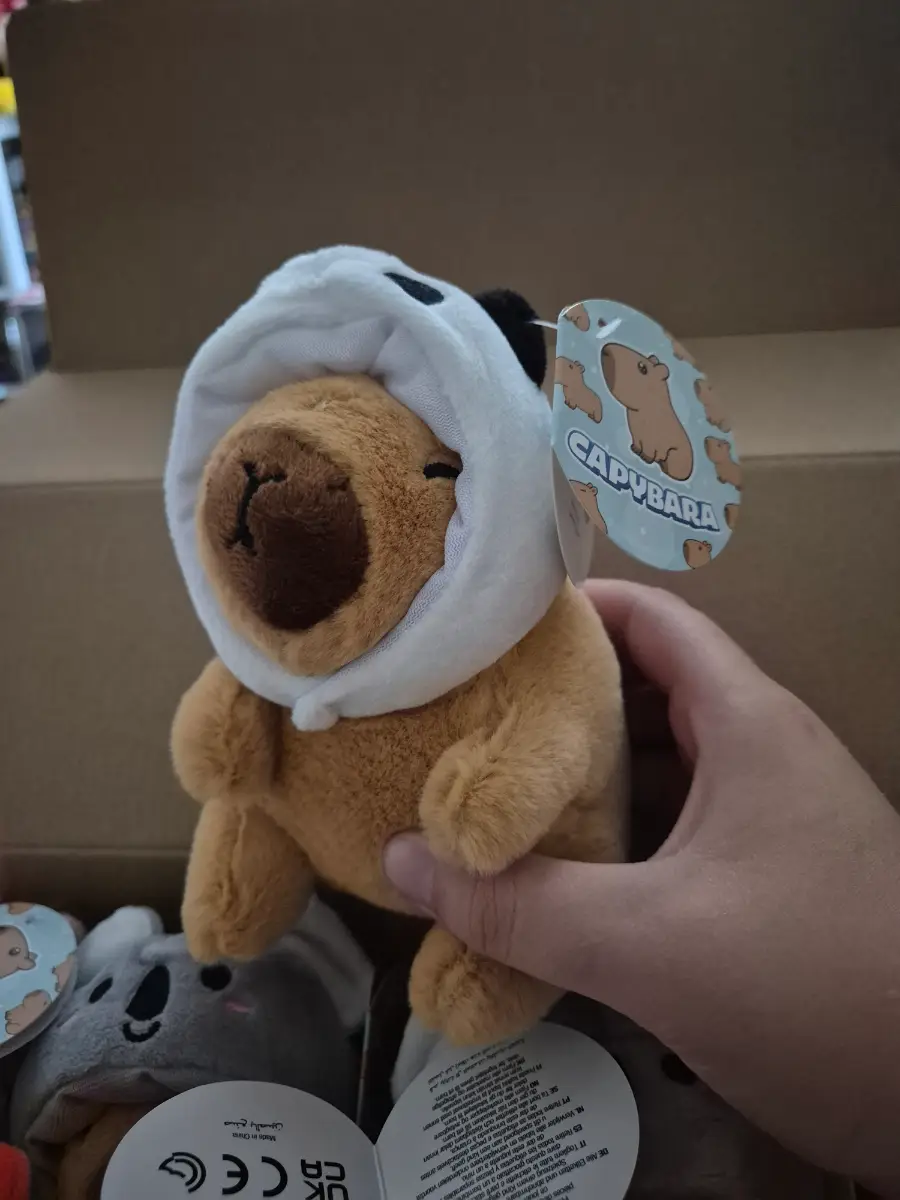 Capybara Plush With Panda Hat