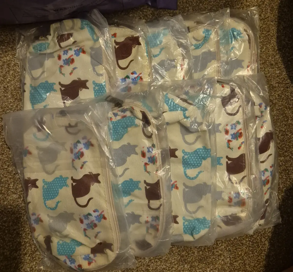 10x Cat Patterned Pencil Case/Make up bags