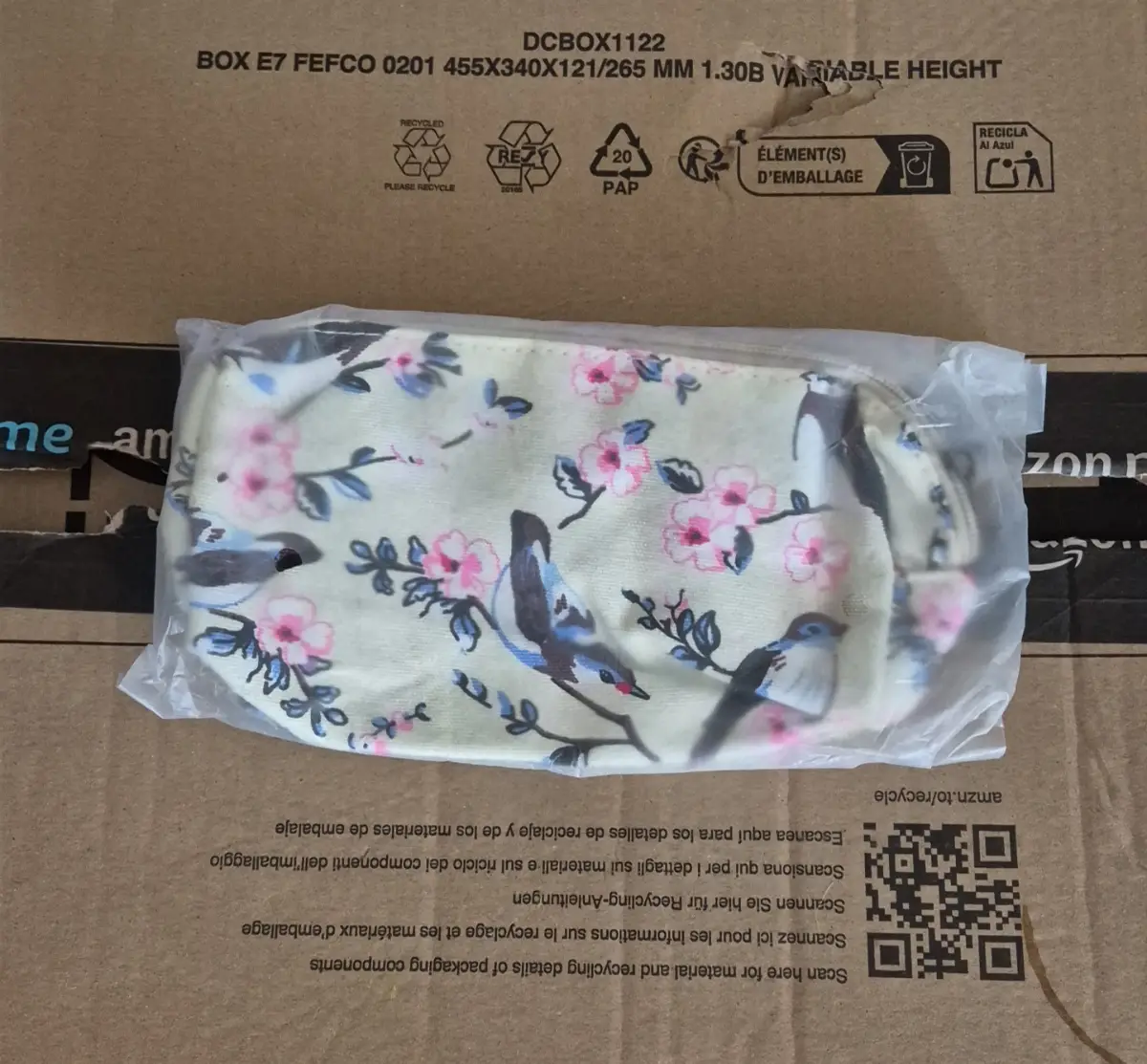 Bird Patterned Pencil Case/Make up Case