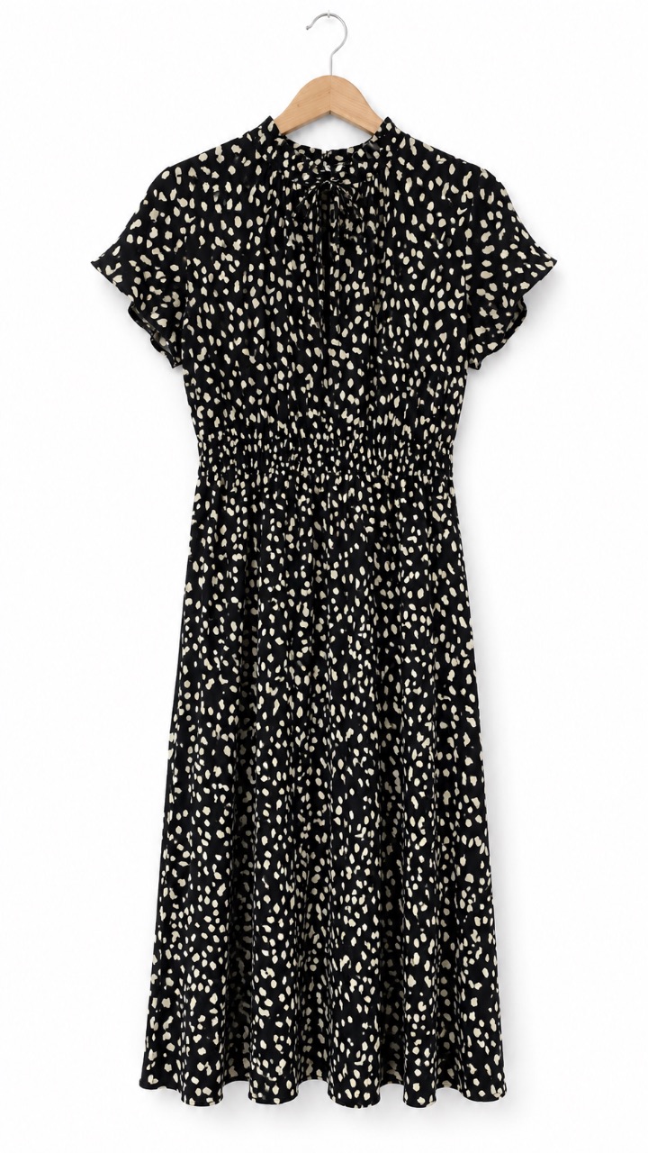 Shein Black & white printed midi dress.