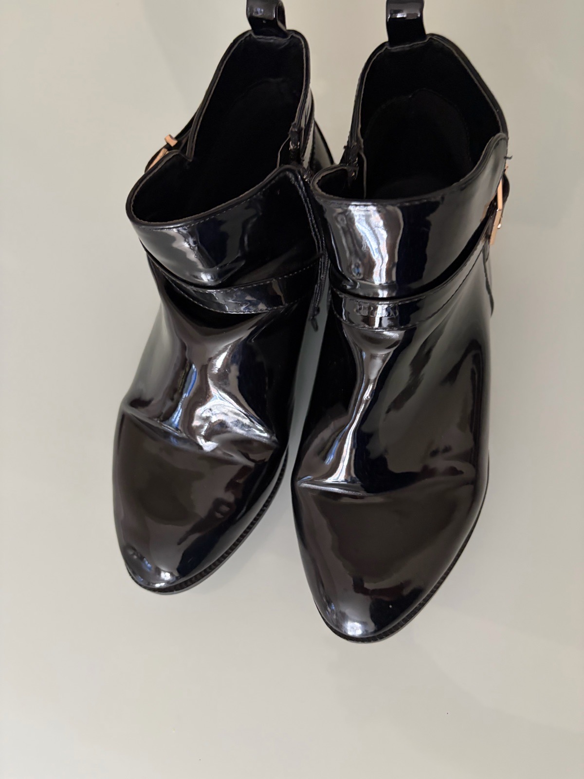 Black Patent Ankle Boots Size 6 eee