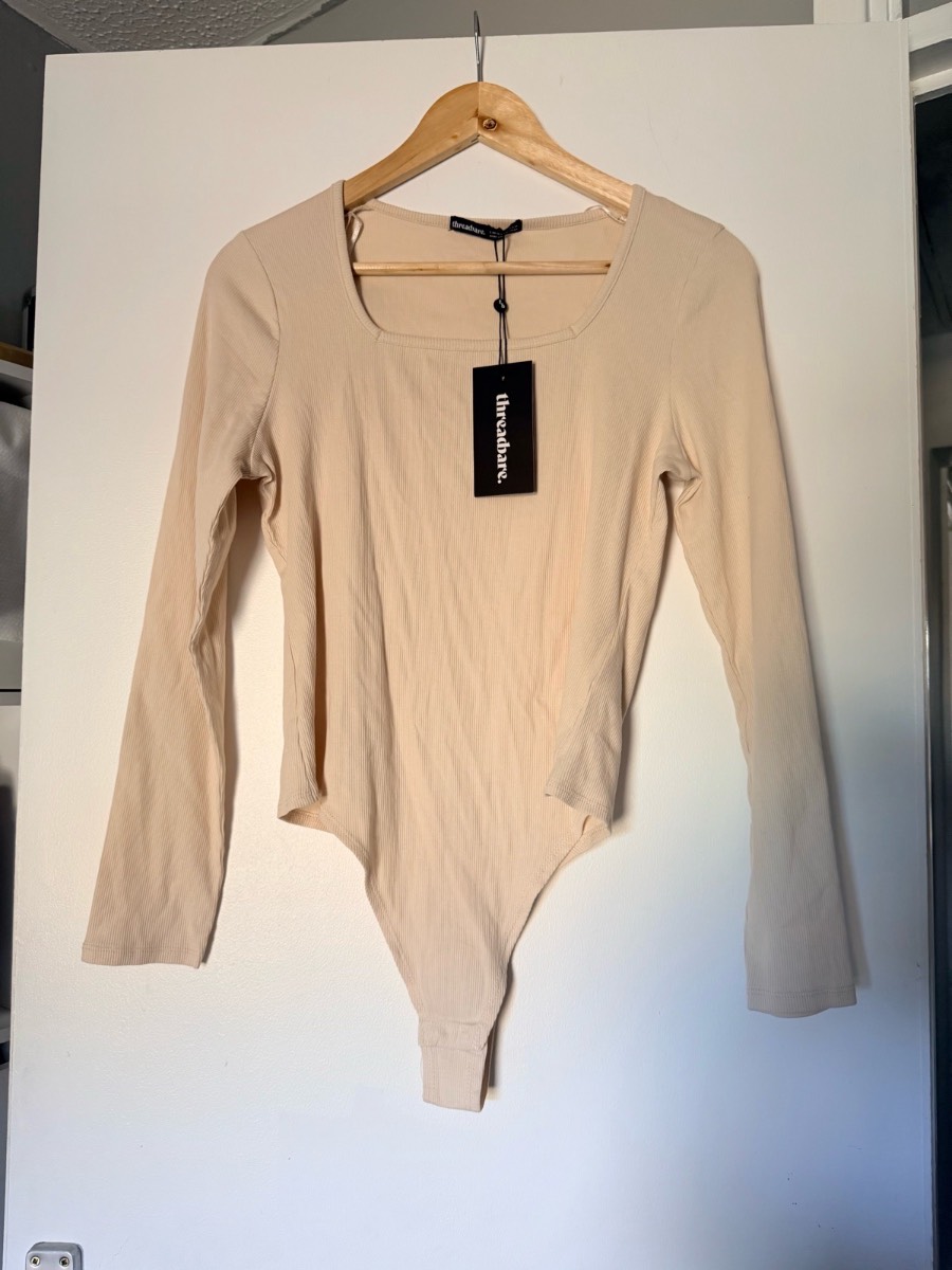 Threadbare beige ribbed bodysuit size 14 new with tags
