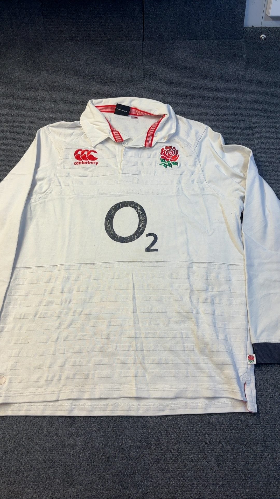 Canterbury White England Rugby Shirt Medium Long Sleeve Cotton