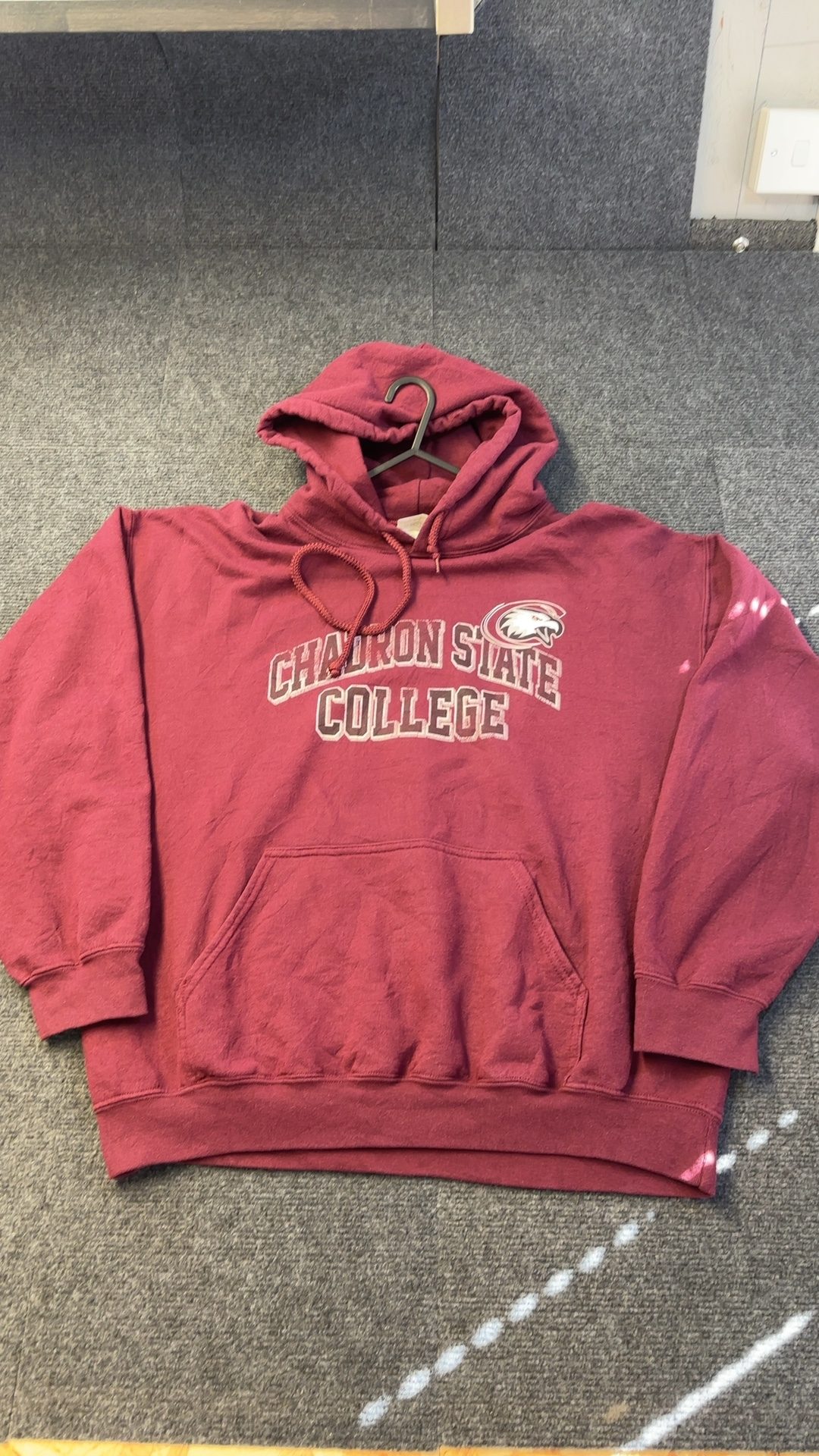 Chadron State College Maroon Hoodie Large Cotton Blend Good Condition