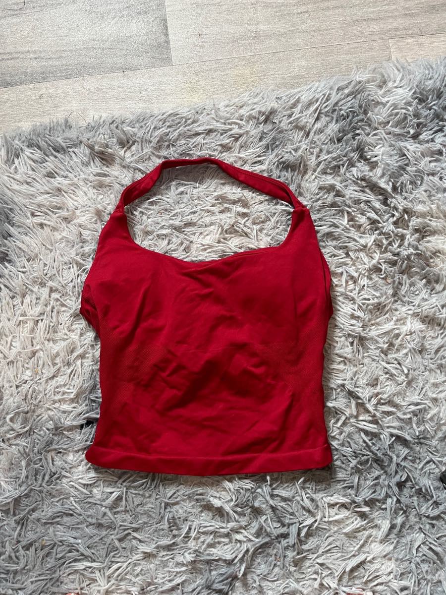 red halter neck top
