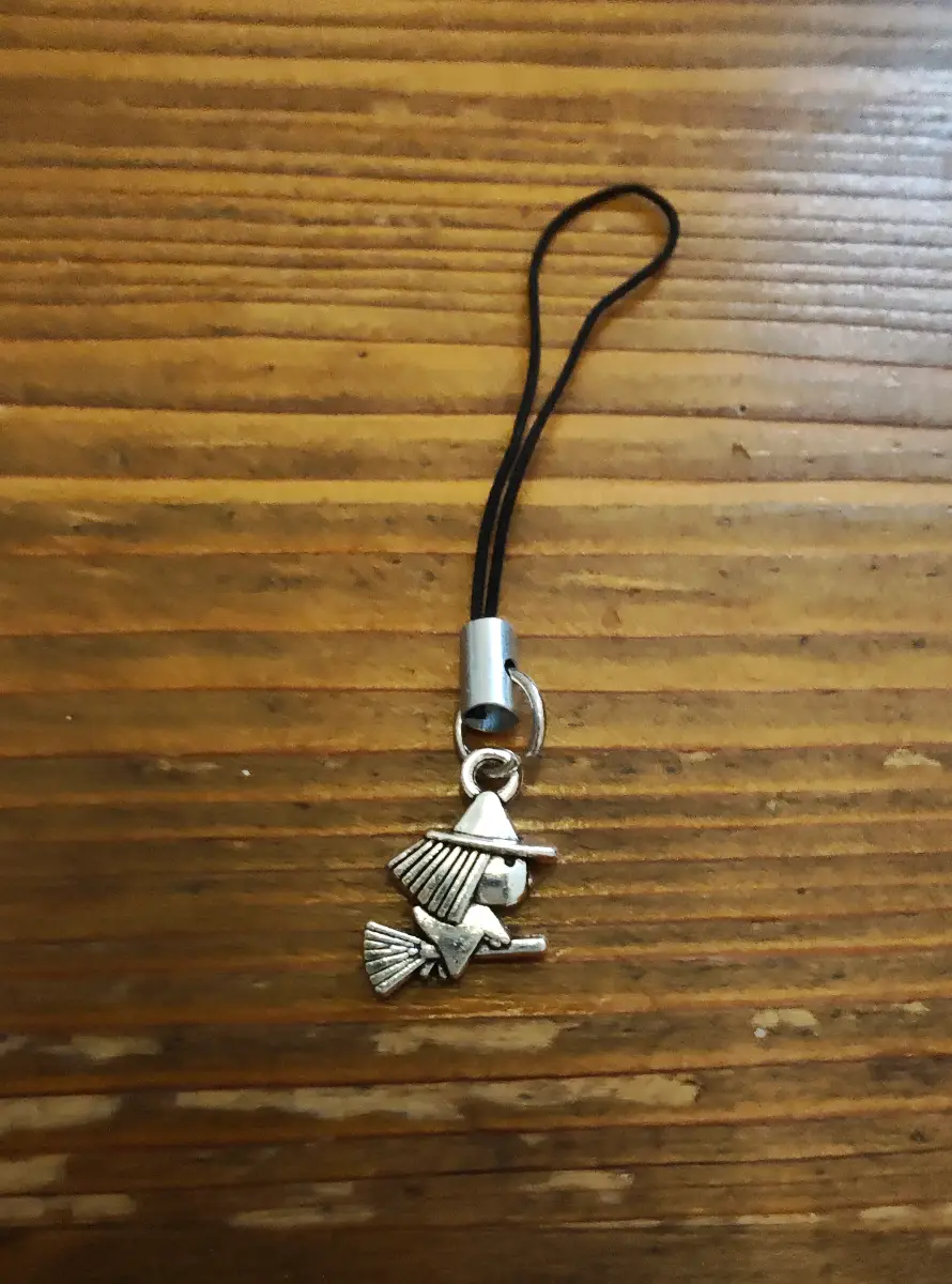 Mini Metal witch Phone Charm Keyring Bag Charm Halloween Spooky Goth Accessorie