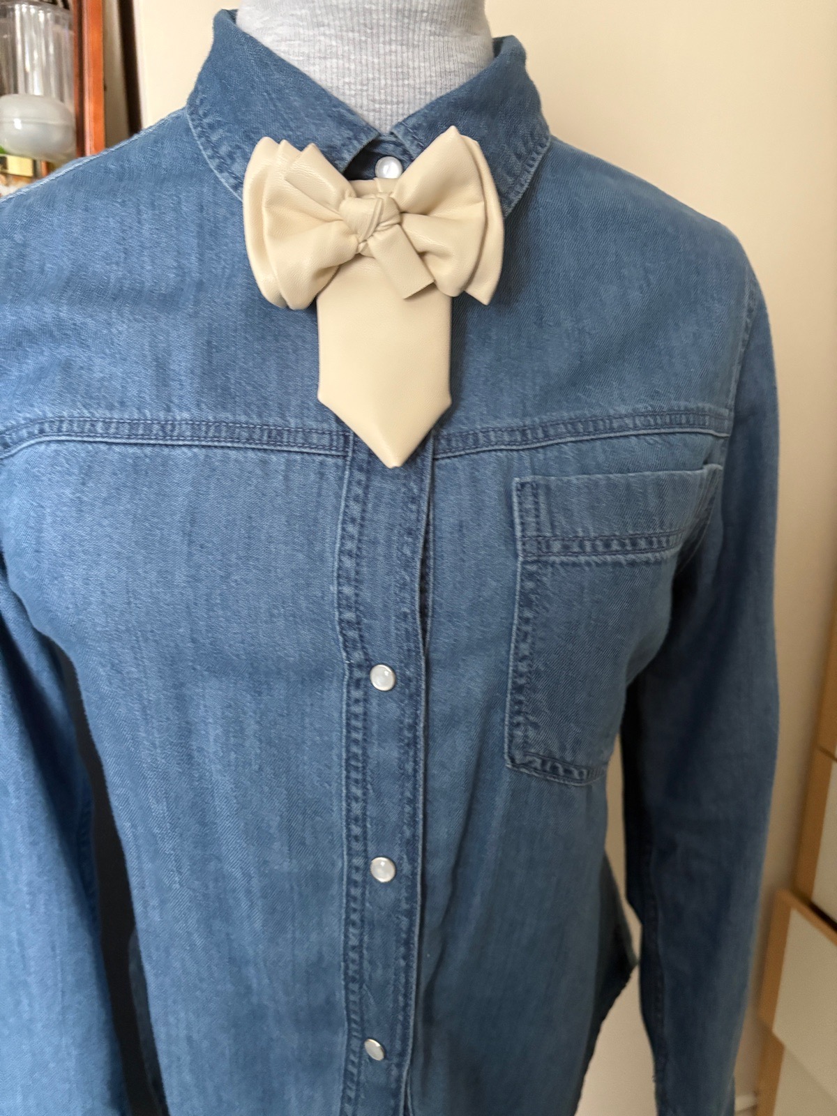 Elegant eco leather bow tie
