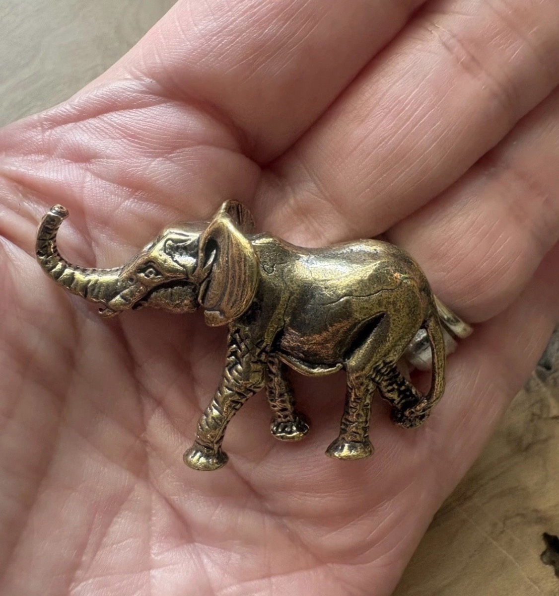 Cute Detailed Miniature Solid Brass Lucky Elephant Figurine Ornament