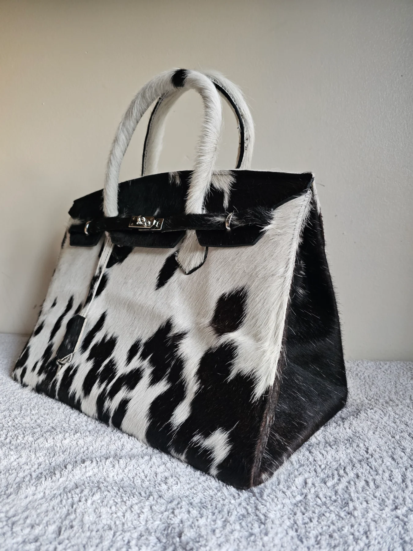 Hand made leather hairon cow hide bag/purse