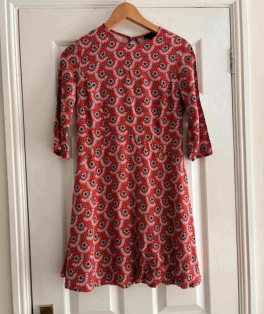 Red floral Print summer dress size 10