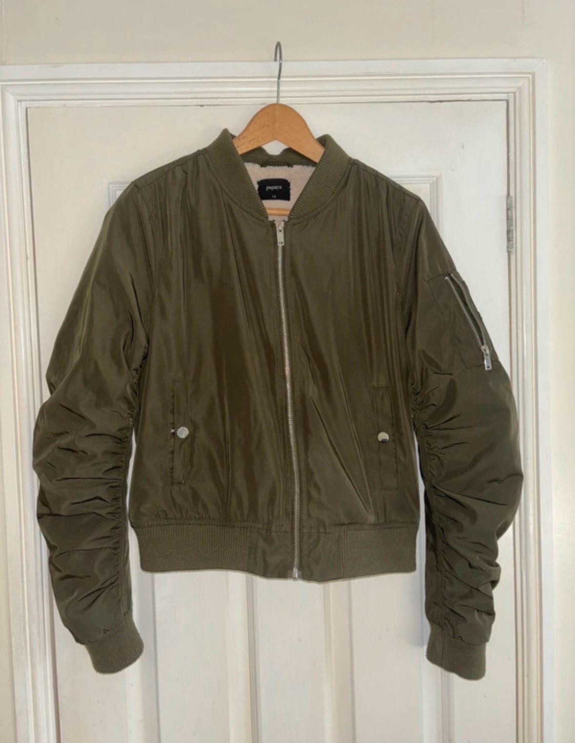 Fleece lined khaki jacket size 14