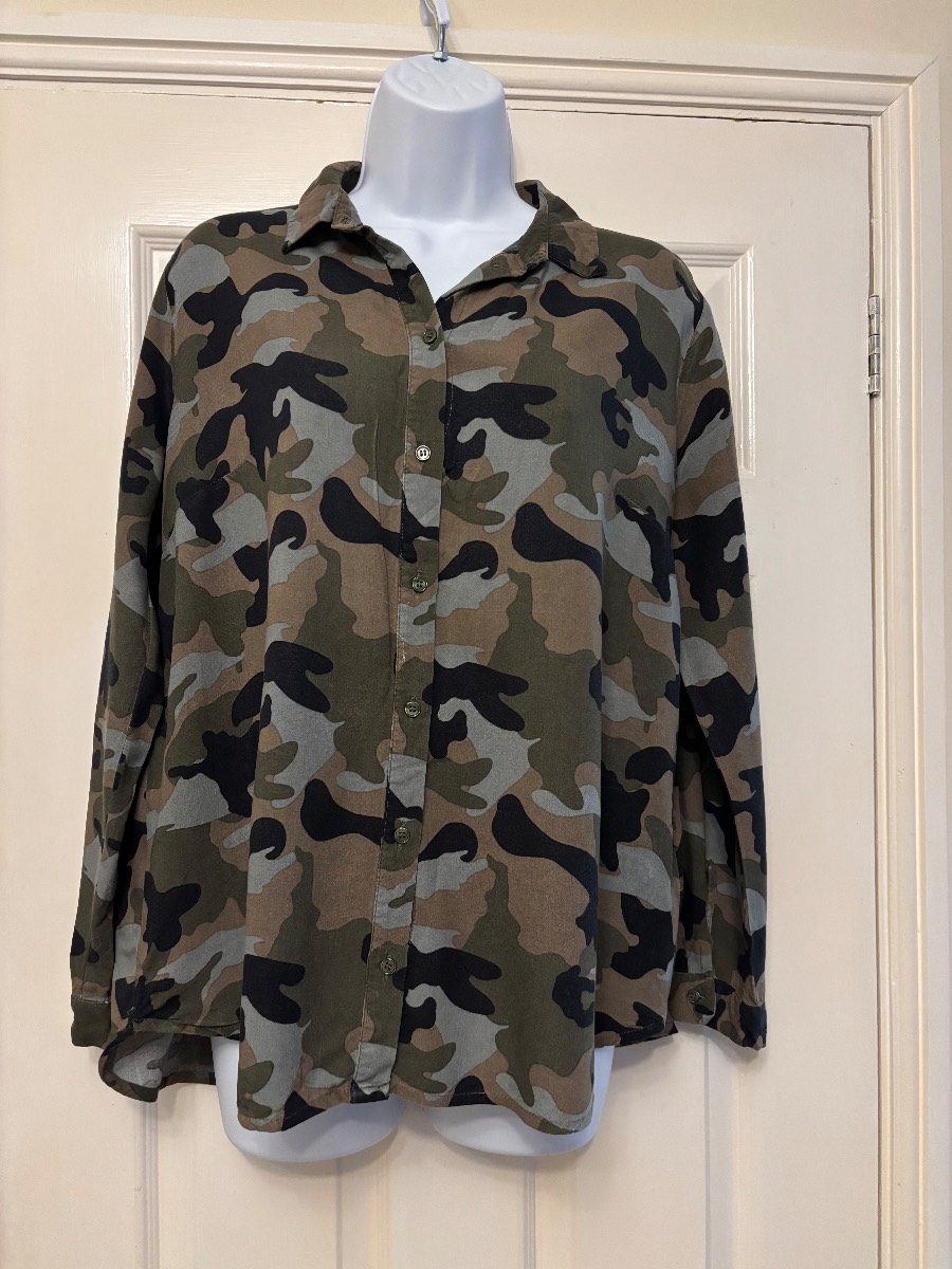 Size 10 khaki oversized button up shirt