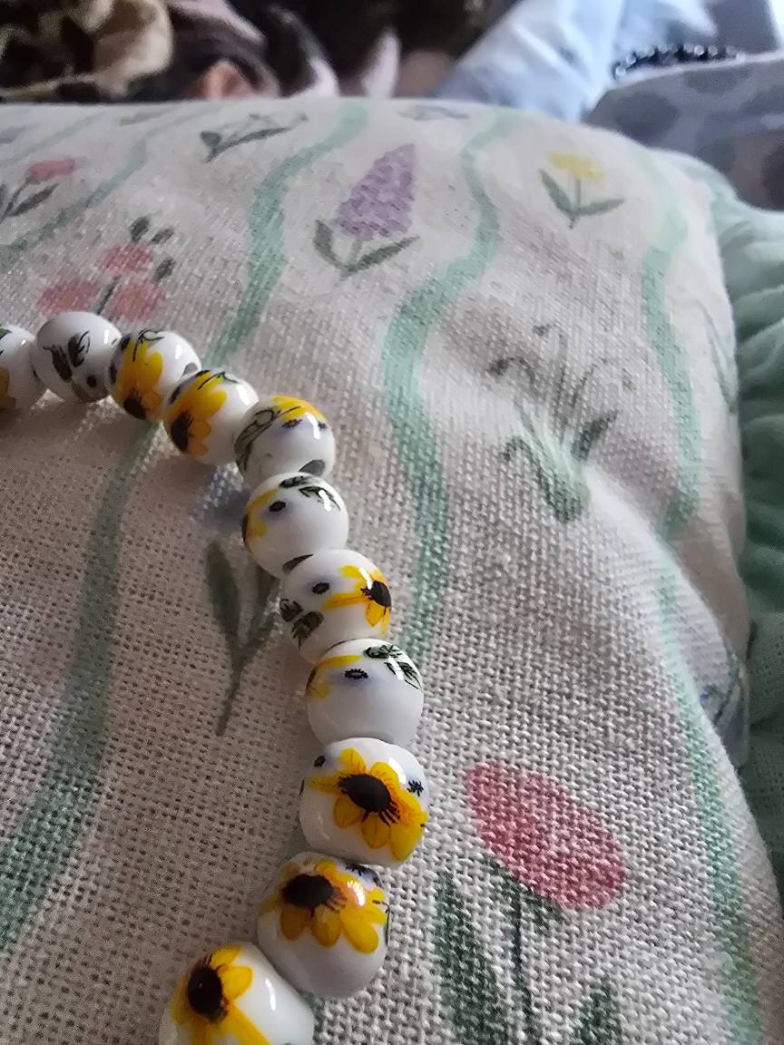 Sunflower ceramic bead bracelet