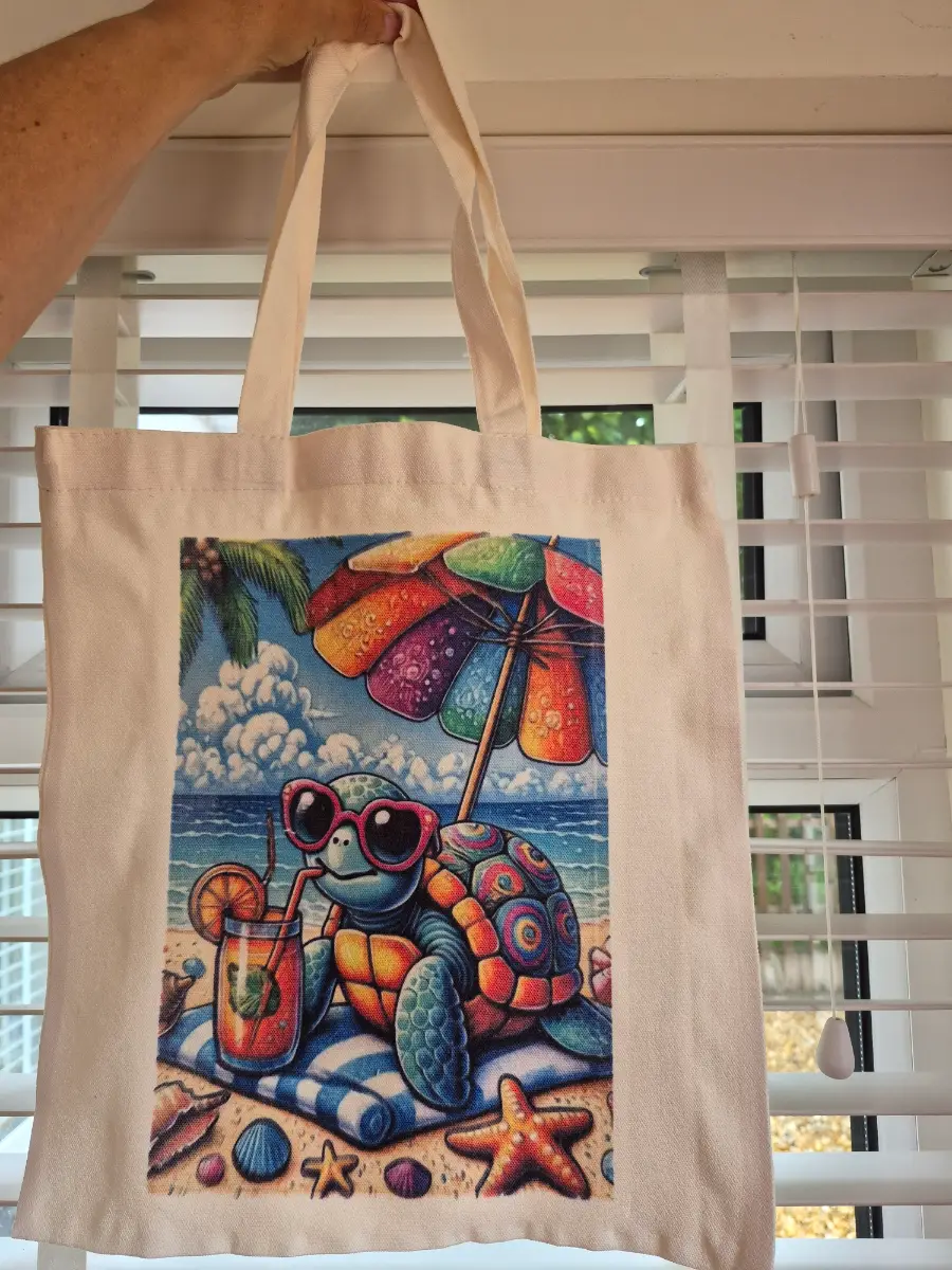 Summer turtle tote bag