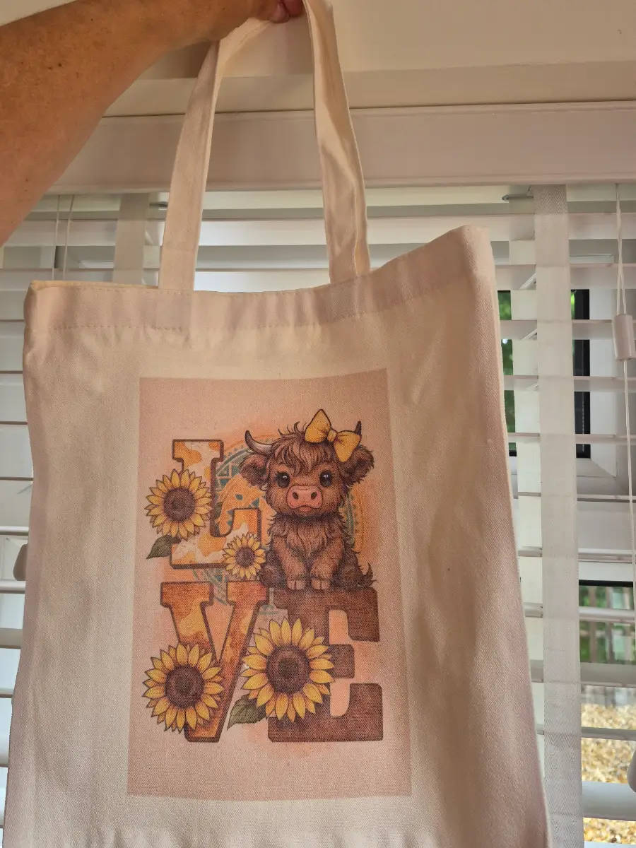 Love Highland cow tote bag
