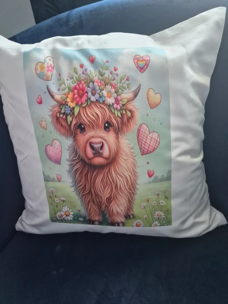 Highland cow cushion with pillow insert