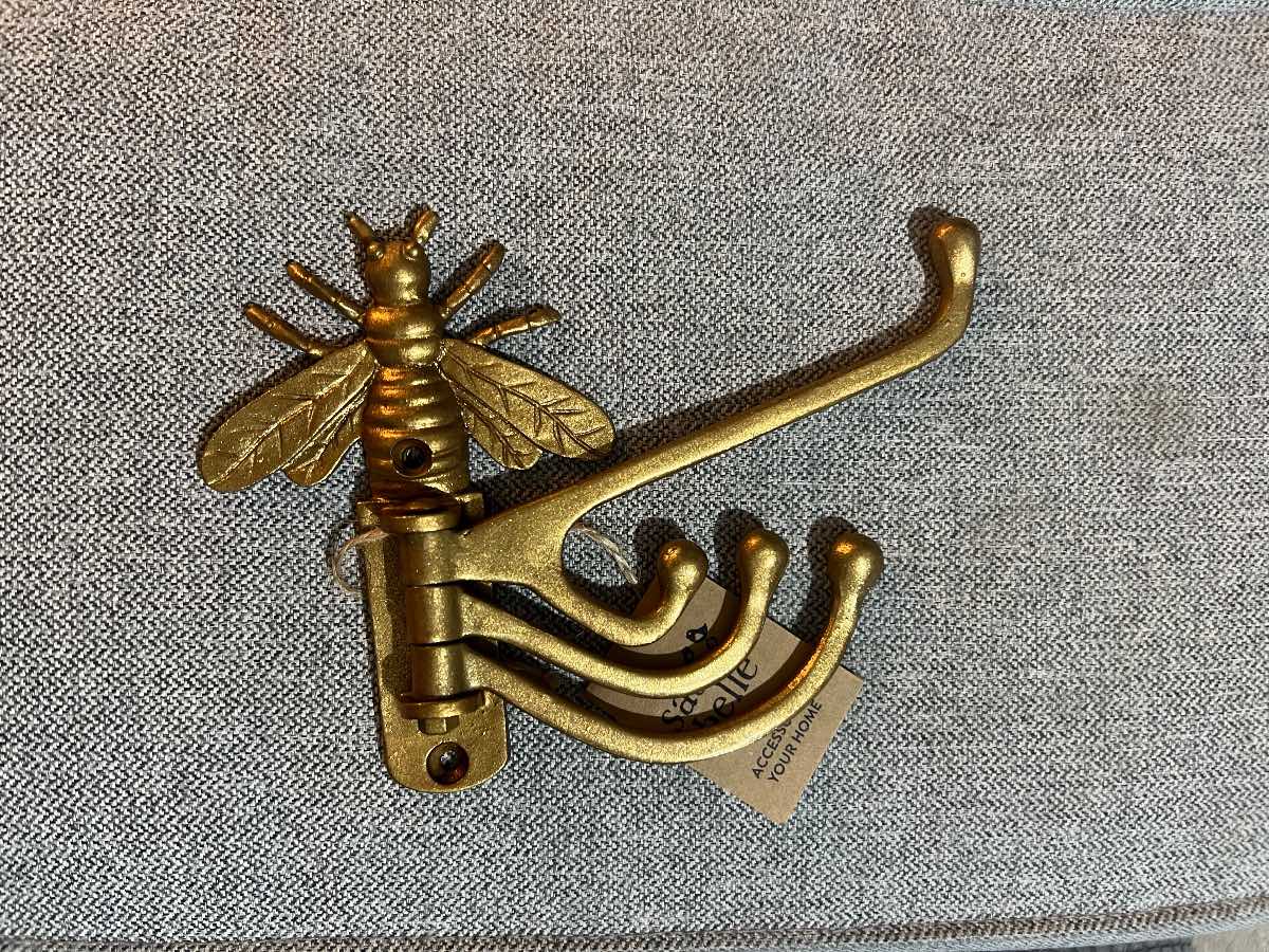 Golden Antique Bumble Bee Wall Hook