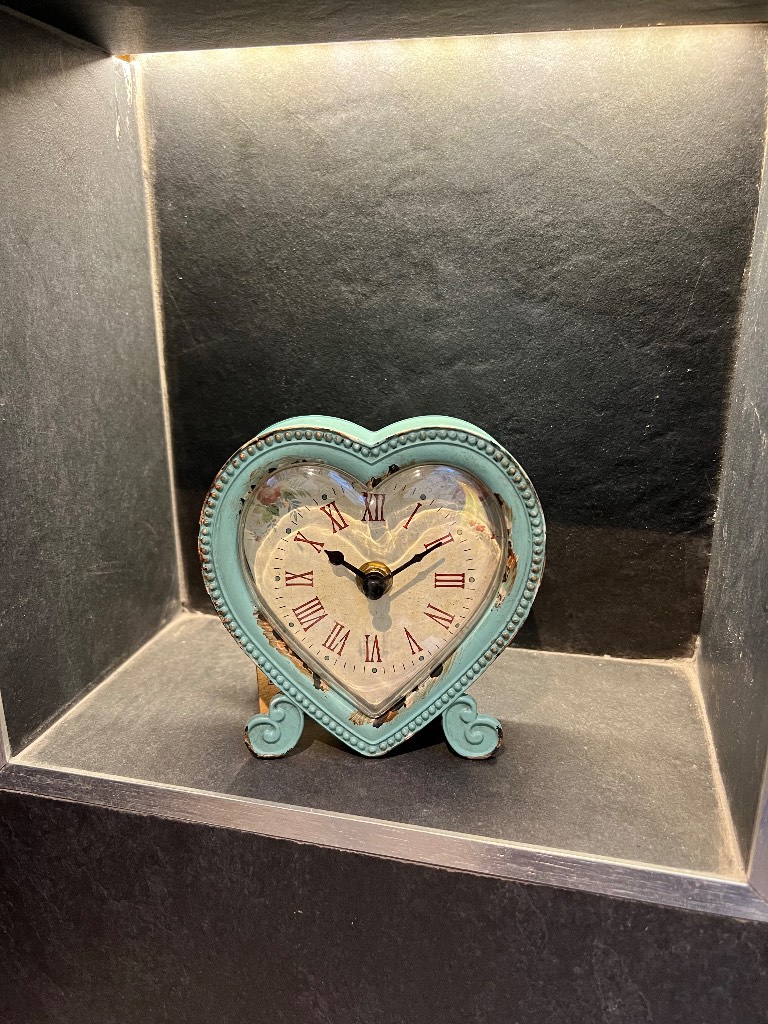 Boudoir Heart Clock Duck Egg