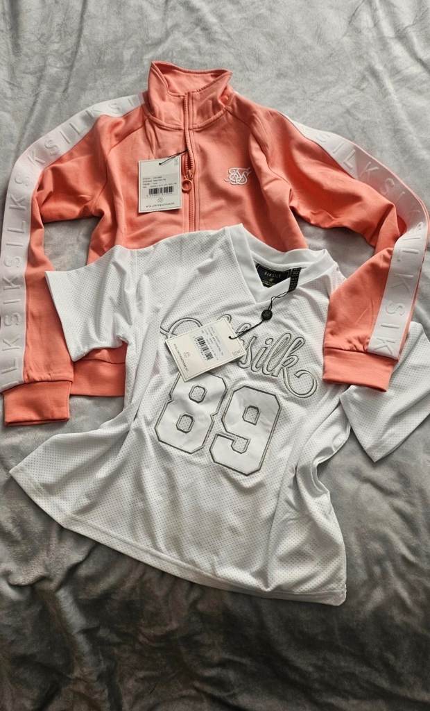 SikSilk Coral Jacket & White T-Shirt Set UK 4/XS | Sport Luxe Co-Ord