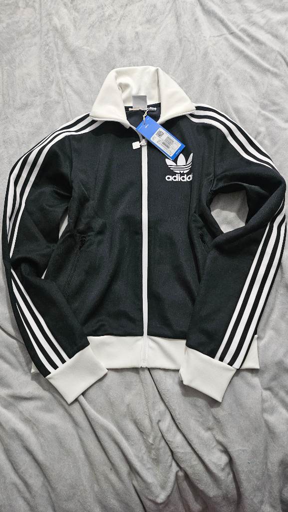 Adidas Black & White 3-Stripes Zip Jacket XS | Women's Track Top Sportswear