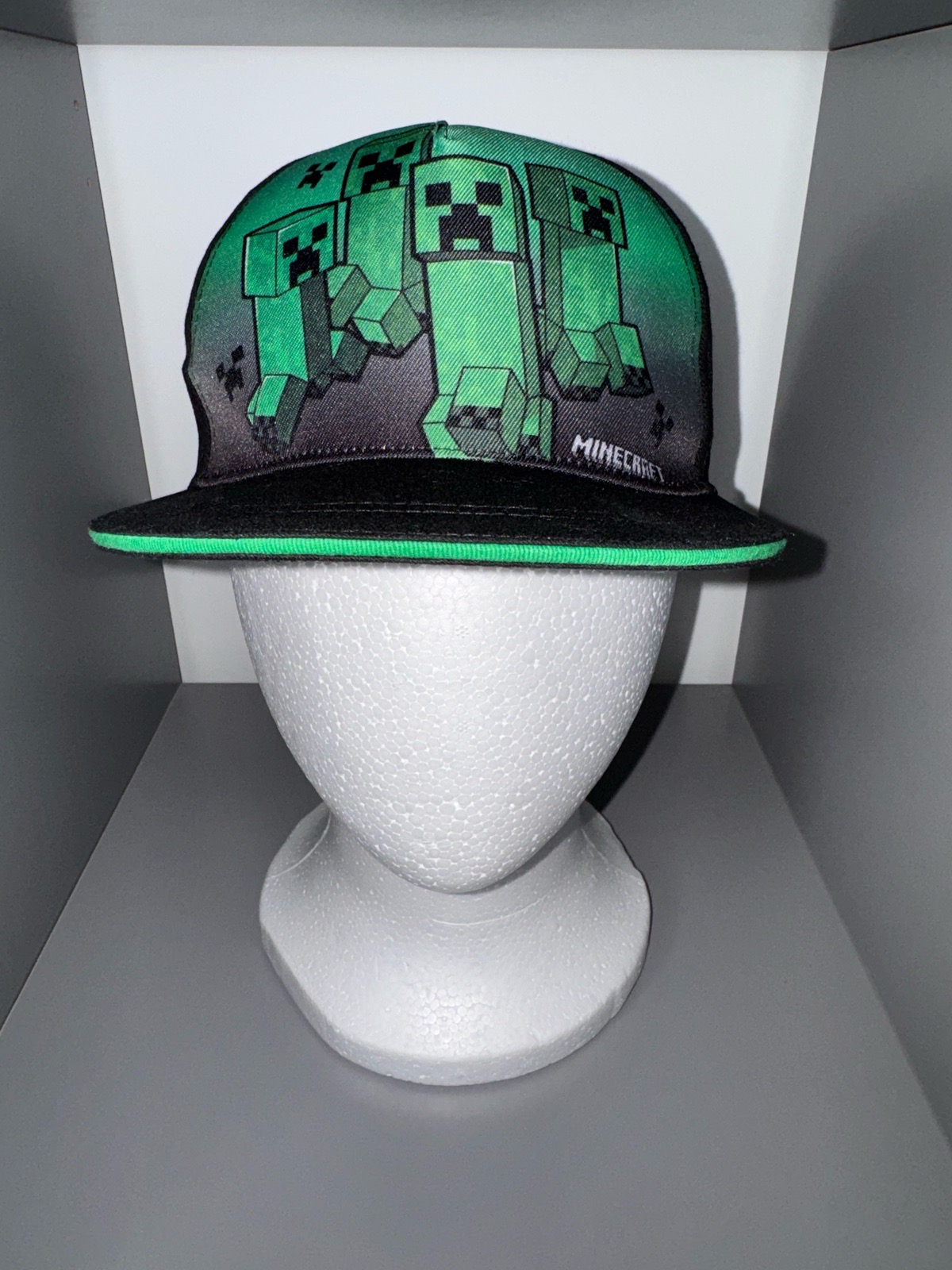 Minecraft Creeper Kids Snapback Cap Black Green Size 56