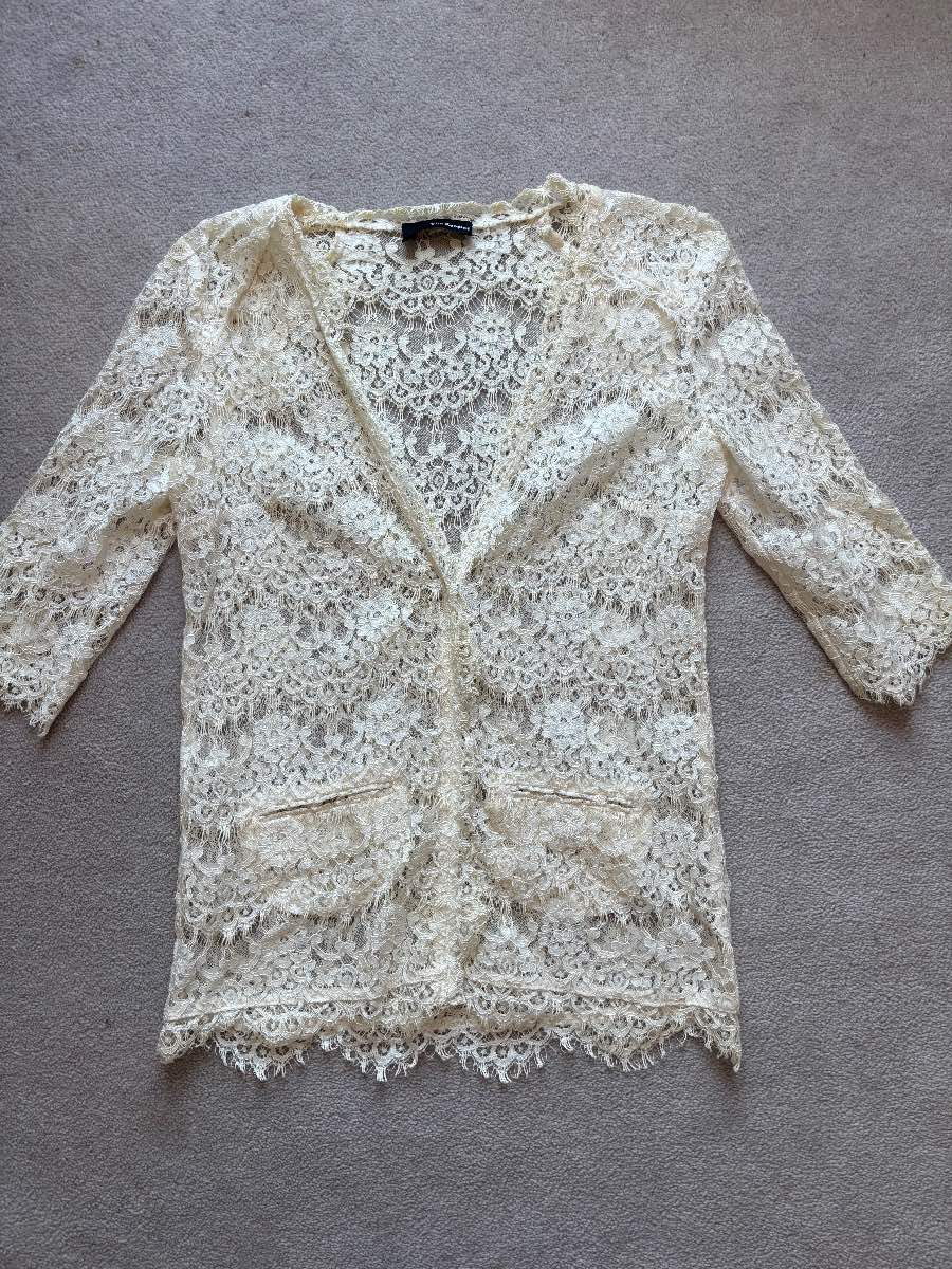 The Kooples Ivory Lace Sheer Boho Holiday Top Blouse Millie Mackintosh