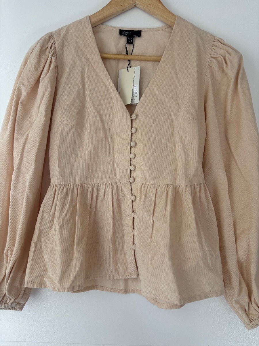 Nobody’s Child Cream Cord Peplum Ria Blouse UK 4