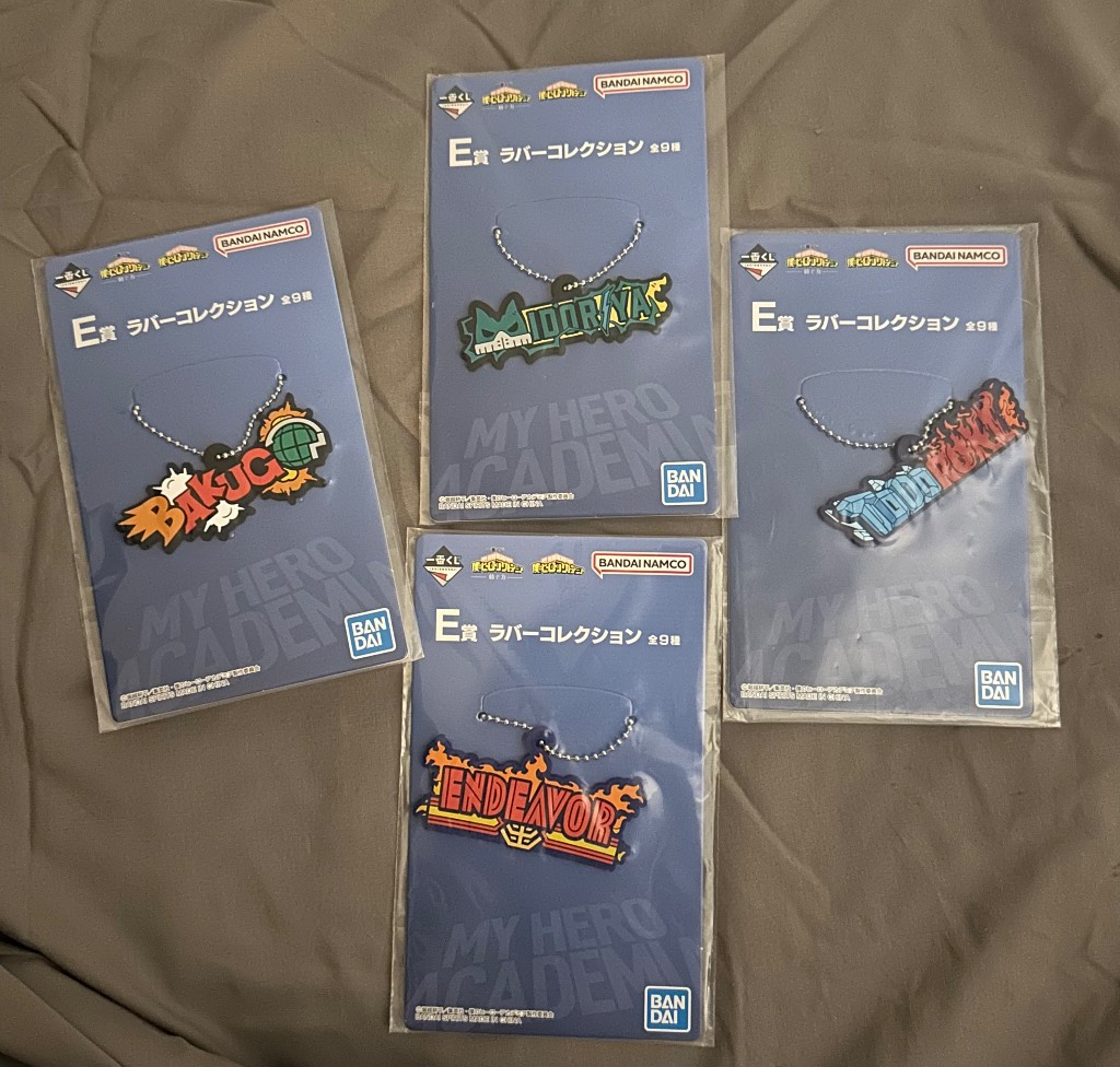My hero academia x4 rubber keyring anime manga
