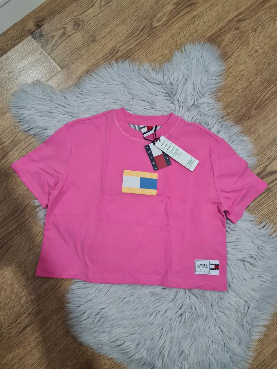 Tommy jeans pink crop top size S