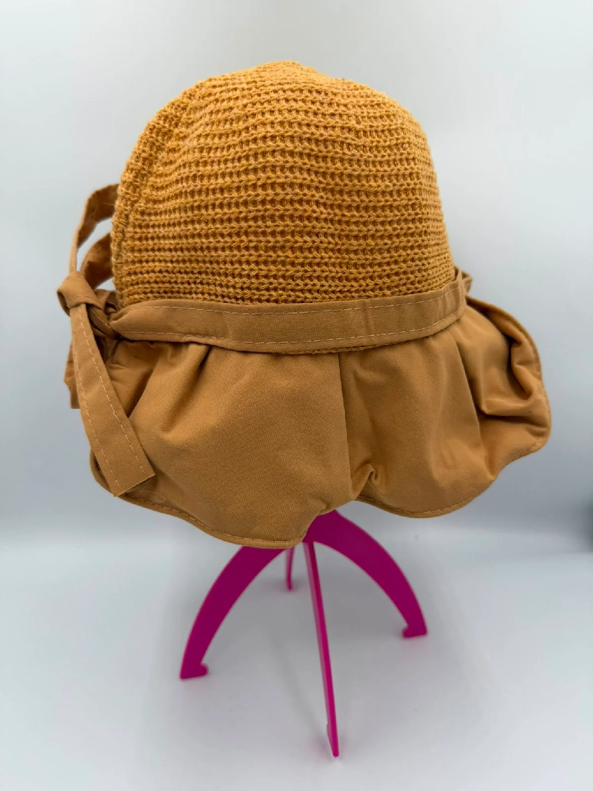 Women’s Tan Wide Brim Sun Hat Tie Back Floppy Summer Beach Hat Neutral Boho