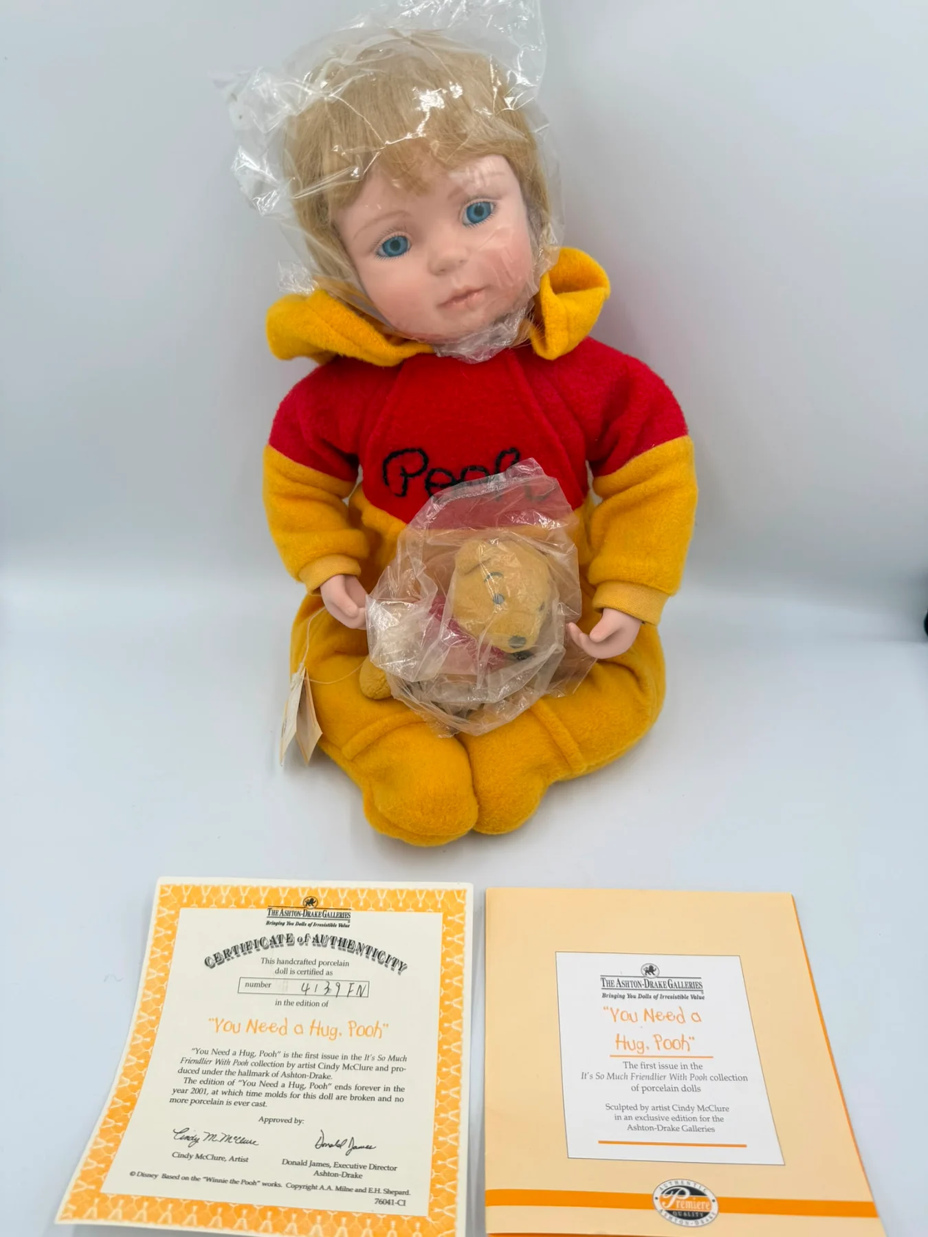 Ashton-Drake Disney You Need a Hug Pooh Porcelain Doll Cindy McClure COA Boxed