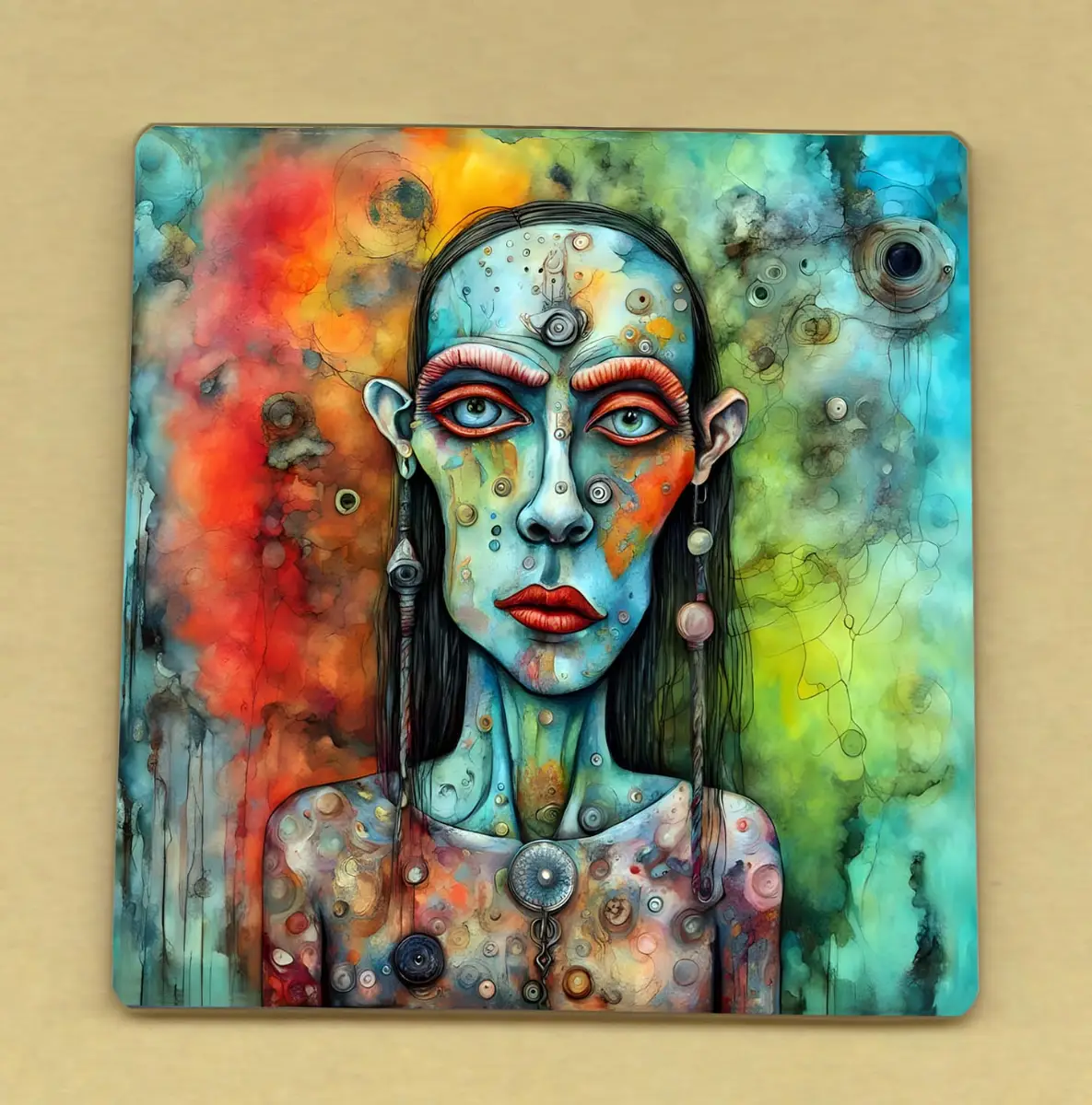 Pagan Woman Small 10cm Glass Picture decoration with hook