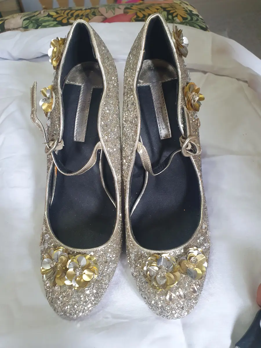 Dorothy Perkins silver and gold Mary Jane Block heels wedding party size 7