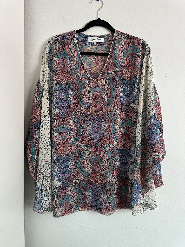 Jeff Gallano Paris Sheer Paisley Kaftan Tunic Blouse – Size 1 (UK 8/10)