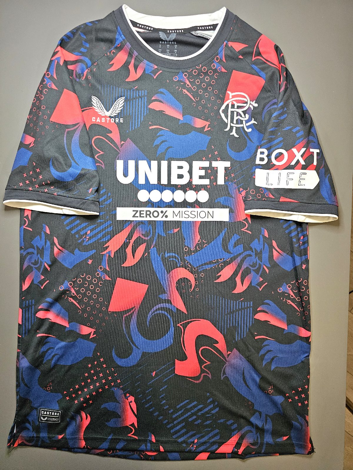 Castore Rangers Away Football Shirt Adults S Black Short Sleeve UNIBET