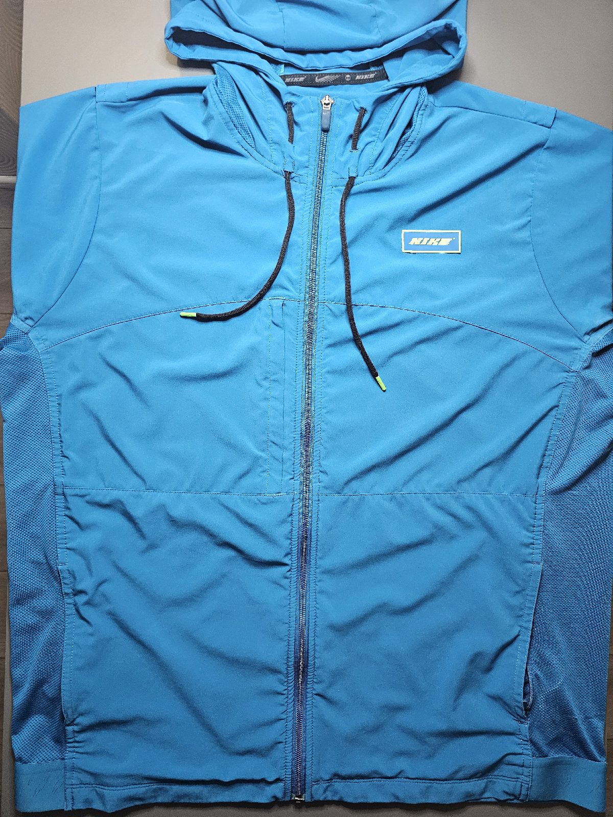 Nike Men's Dri-FIT Hooded Full-Zip Windbreaker Jacket Blue Polyester M CZ1490
