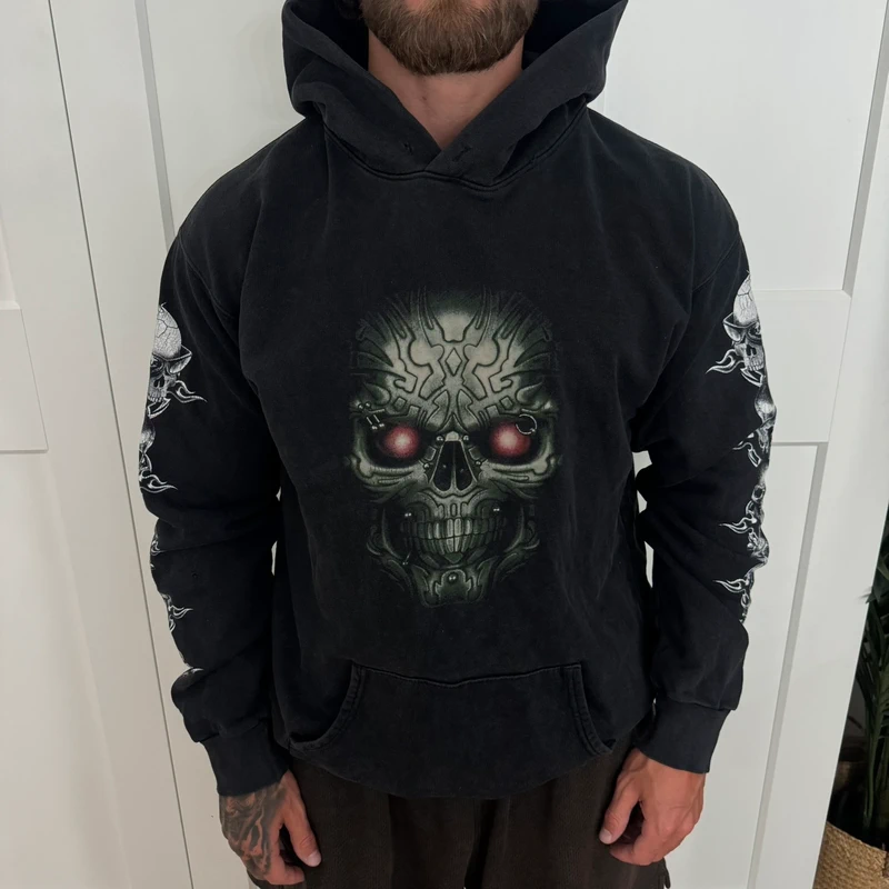 Rock Eagle Large Graphic Skull Black Hoodie
