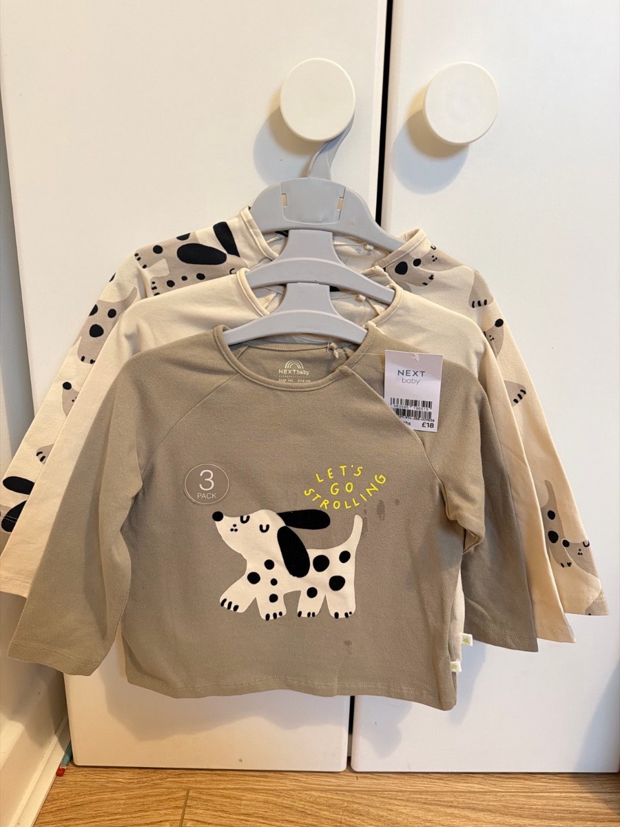 Next boys 3 long sleeves shirts, 12-18 months RRP £18