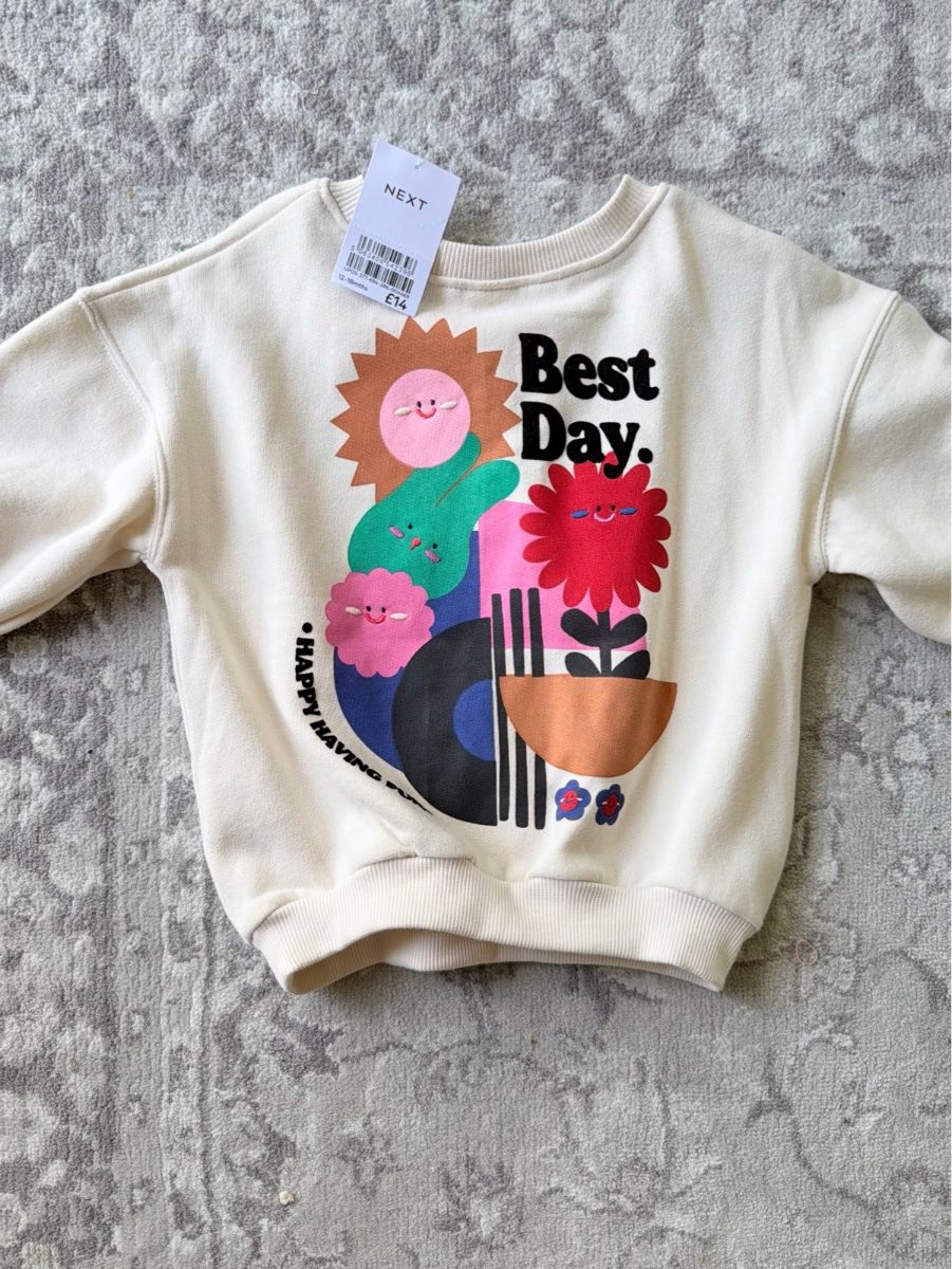 Next girls cream sweatshirt, 12-18 months
