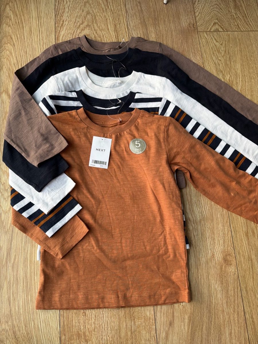 Next boys 5 long sleeves t shirts, 3-4 years RRP £24
