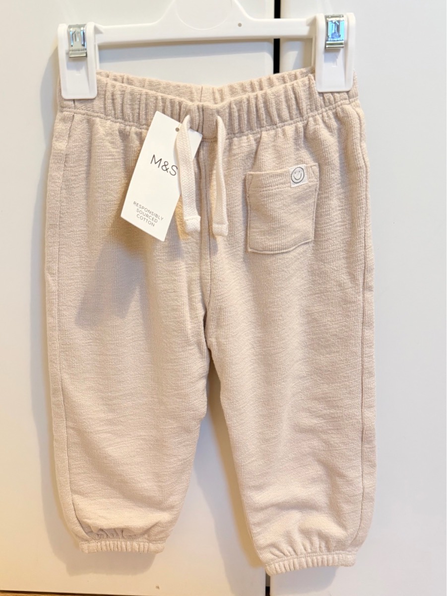 M&S boys beige joggers, 12-18 months