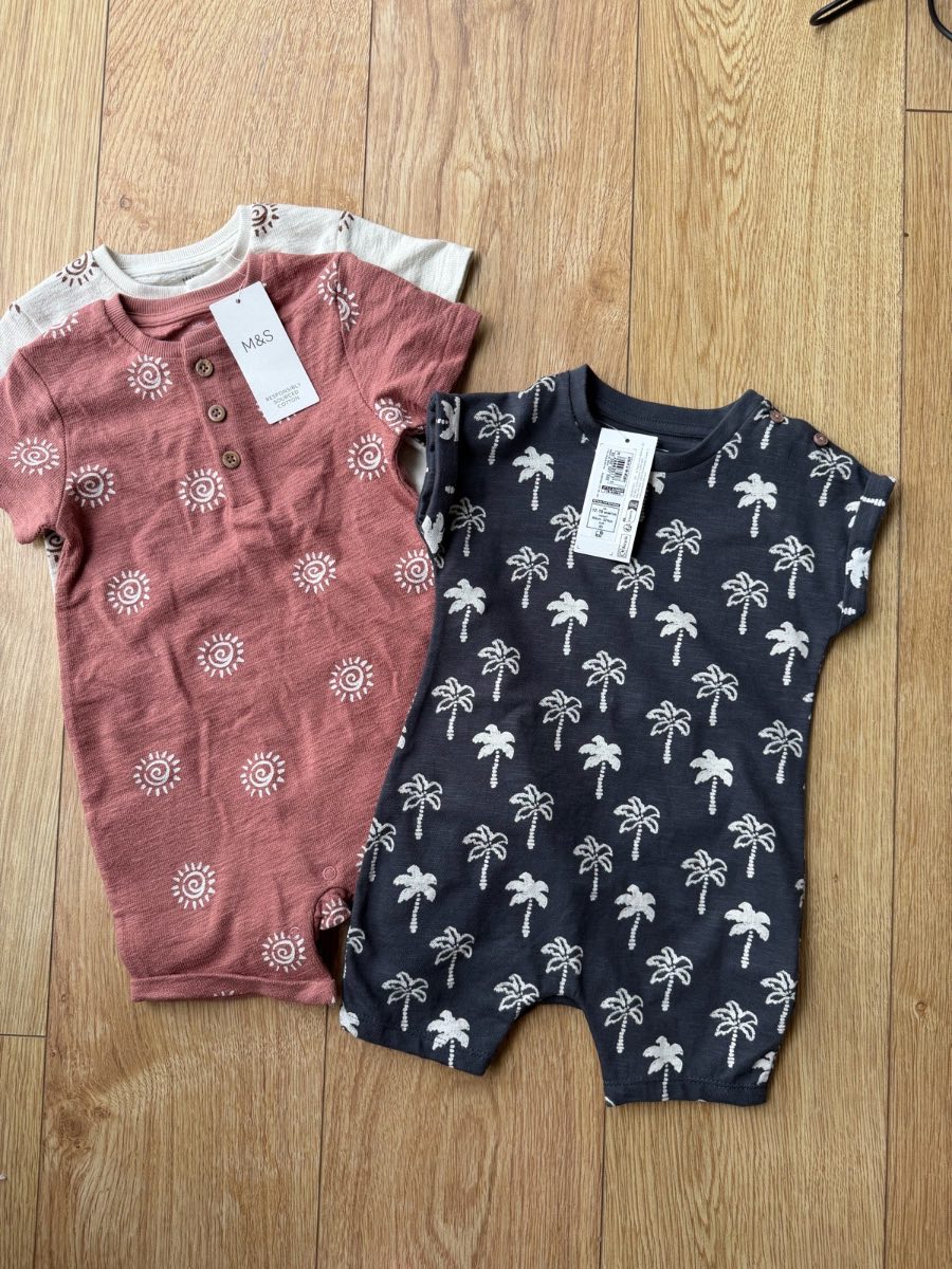 M&S boys 3 summer rompers Cotton Jumpsuit 12-18 month