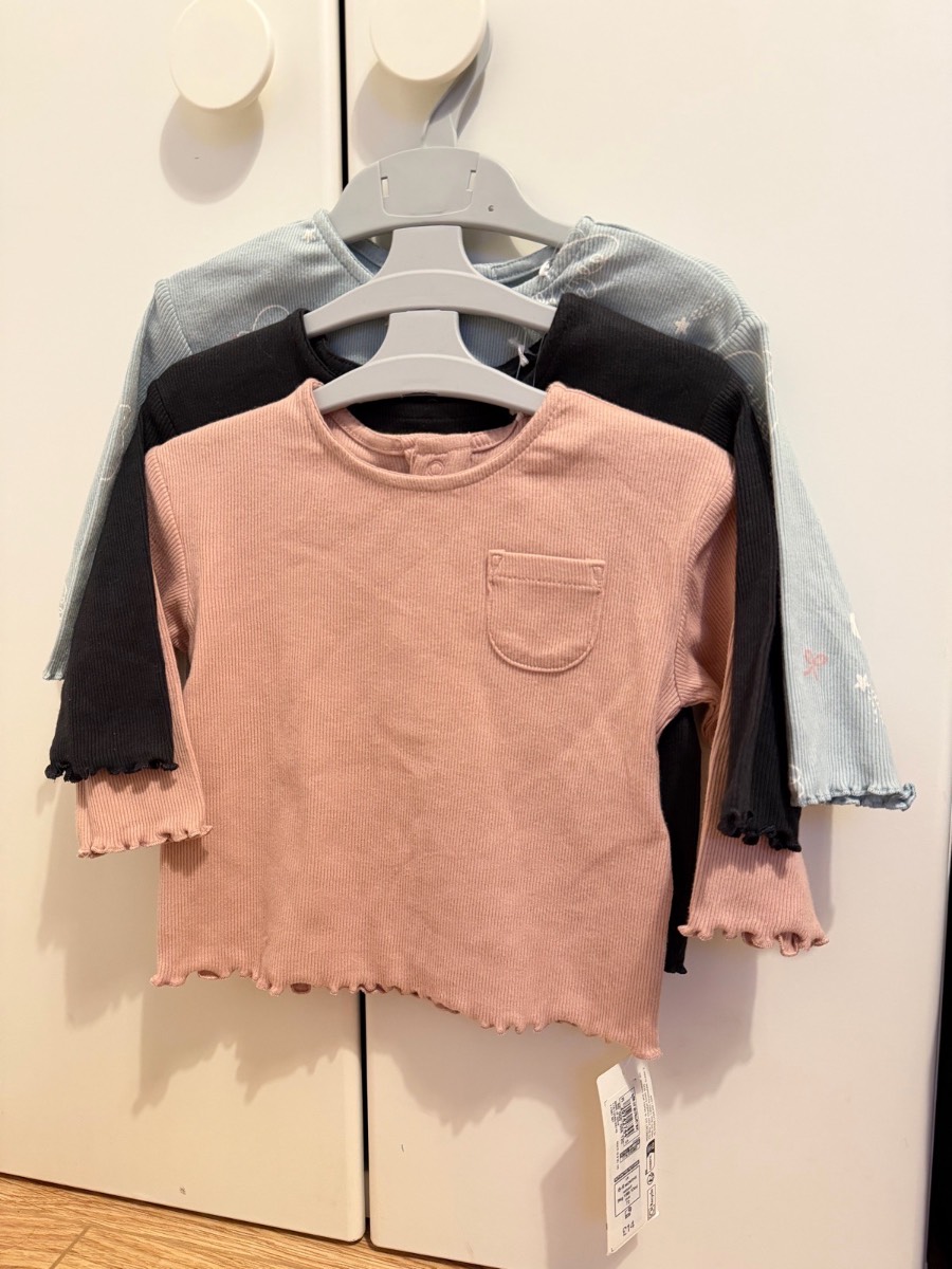 M&S girls 2 long sleeves shirts, 6-9 months RRP £14