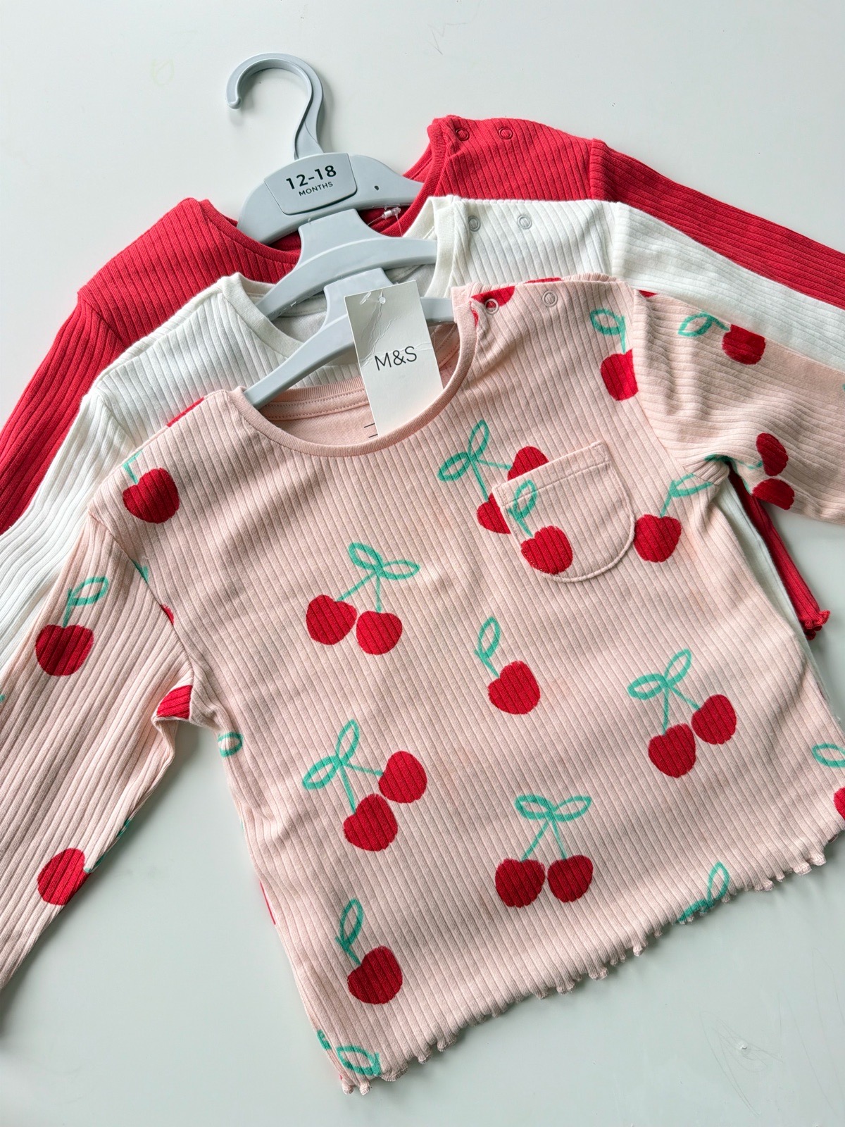 Girls 3 long sleeves shirts 12-18 months