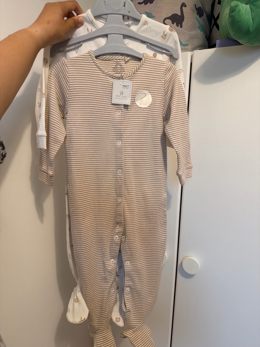 Next boys 2 sleeping suits, baby grows, 12-18 months