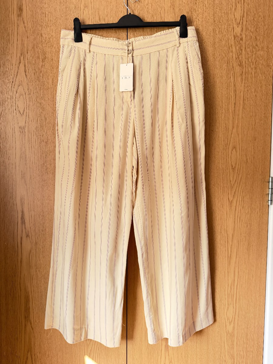 Next Women stripped wide-leg trousers, yellow size 18 Reg RRP £42