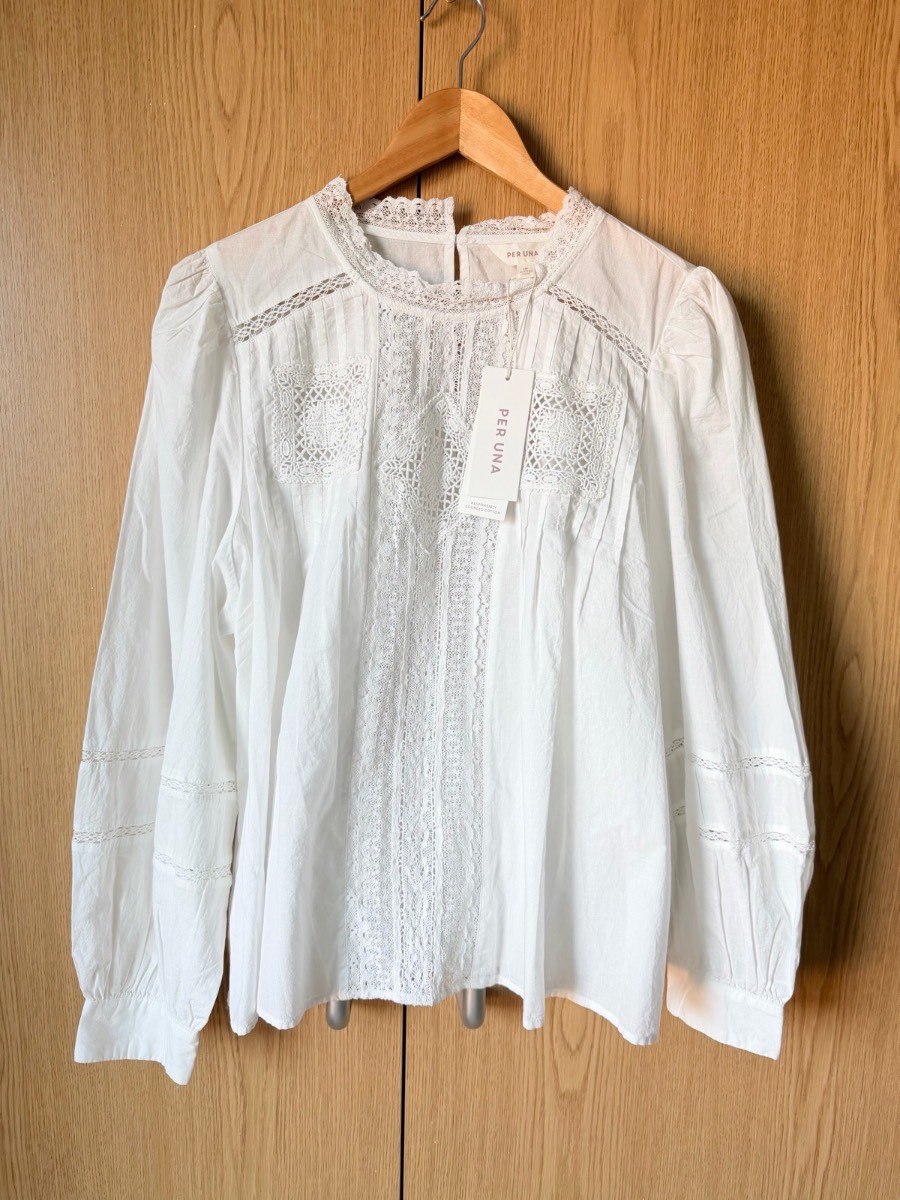 Per Una Women Ecru laced summer blouse, size 18 uk RRP £39.50