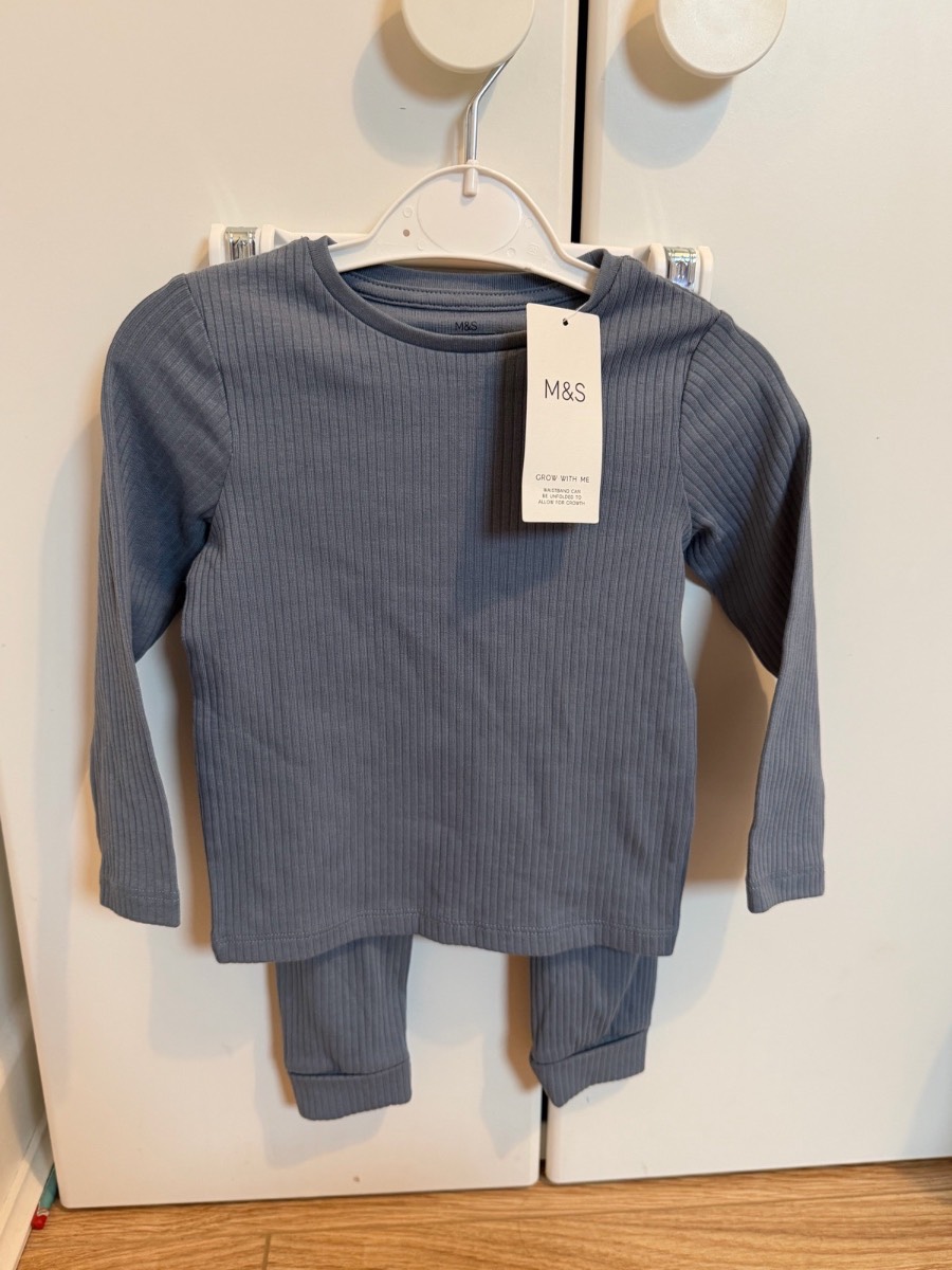 M&S boys 2 pc blue top and leggings, Pyjama set 12-18 months